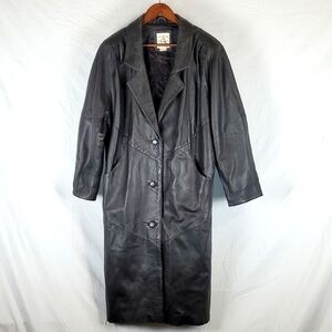Vintage 80s/90s Avanti Black Leather‎ Trenchcoat